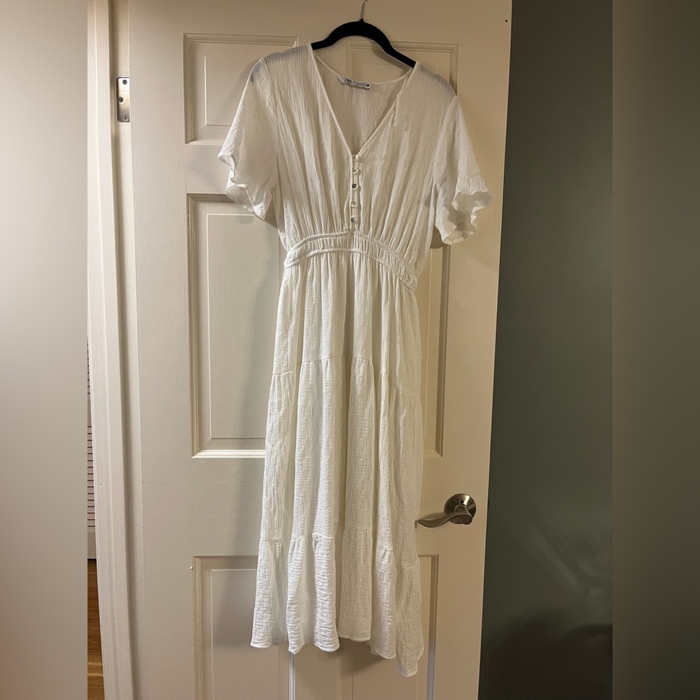 Zara women’s midi white summer dress.